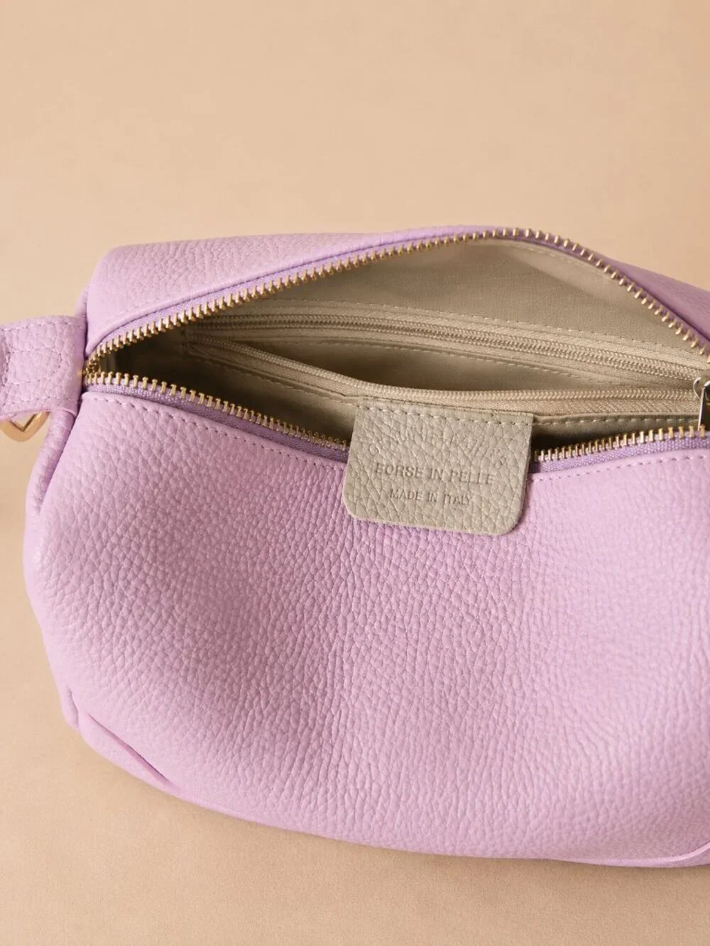 Lilac Italian Leather Crossbody Bag, Pastel Shoulder Bag, Minimalist Purse
